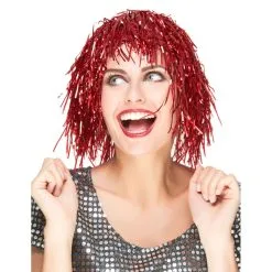 Perruque Disco Rouge Métallique