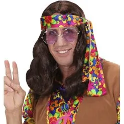 Perruque Marron Ondulée De Hippie