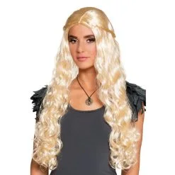 Perruque Médiévale Longs Cheveux Blonds Ondulés