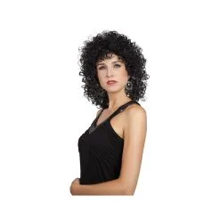 Perruque Mi-longue Bouclée Noire Volumineuse