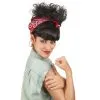 Perruque Noire Années 50 Avec Foulard Rouge