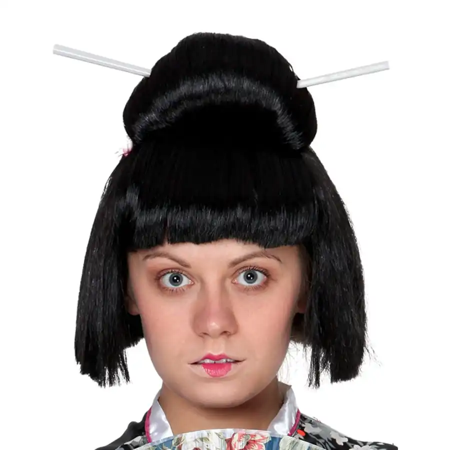 Perruque Noire De Geisha Carré Court 2 Perruque Noire De Geisha Carré Court – Image 2