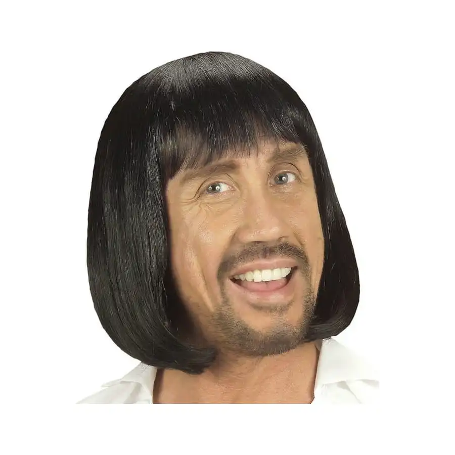 Perruque Noire Médiévale Mi-longue Pour Homme 1 Perruque Noire Médiévale Mi-longue Pour Homme