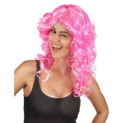 Perruque Rose Bouclée Mi-longue