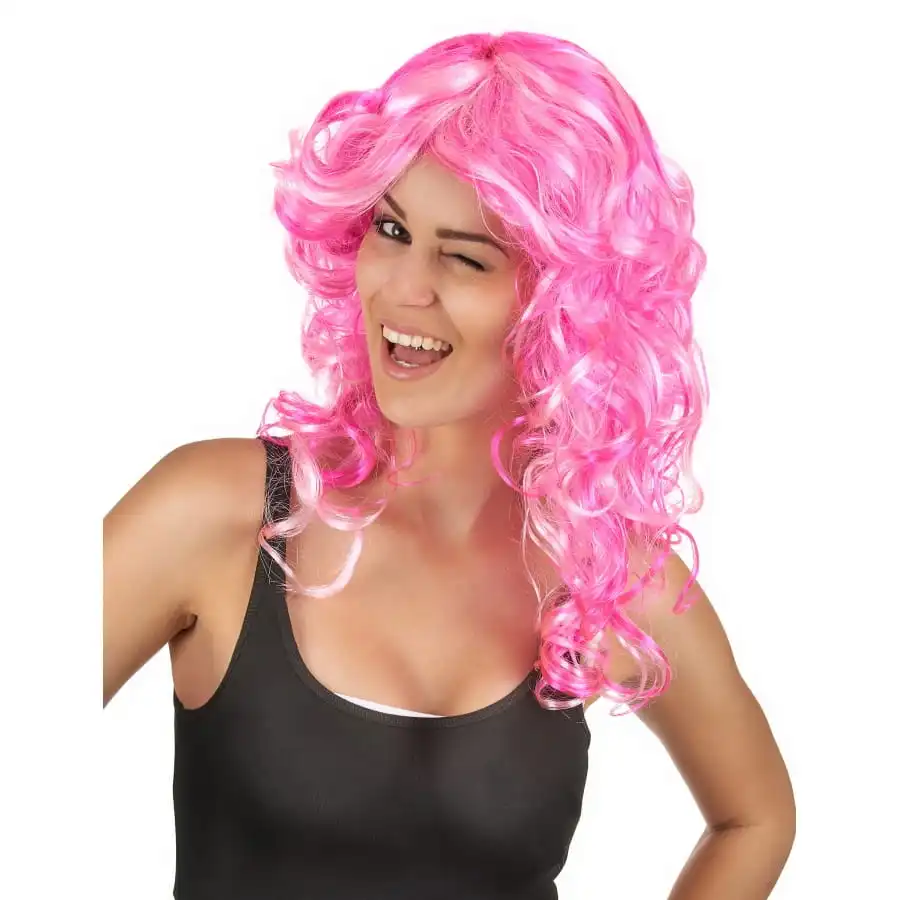 Perruque Rose Bouclée Mi-longue 1 Perruque Rose Bouclée Mi-longue