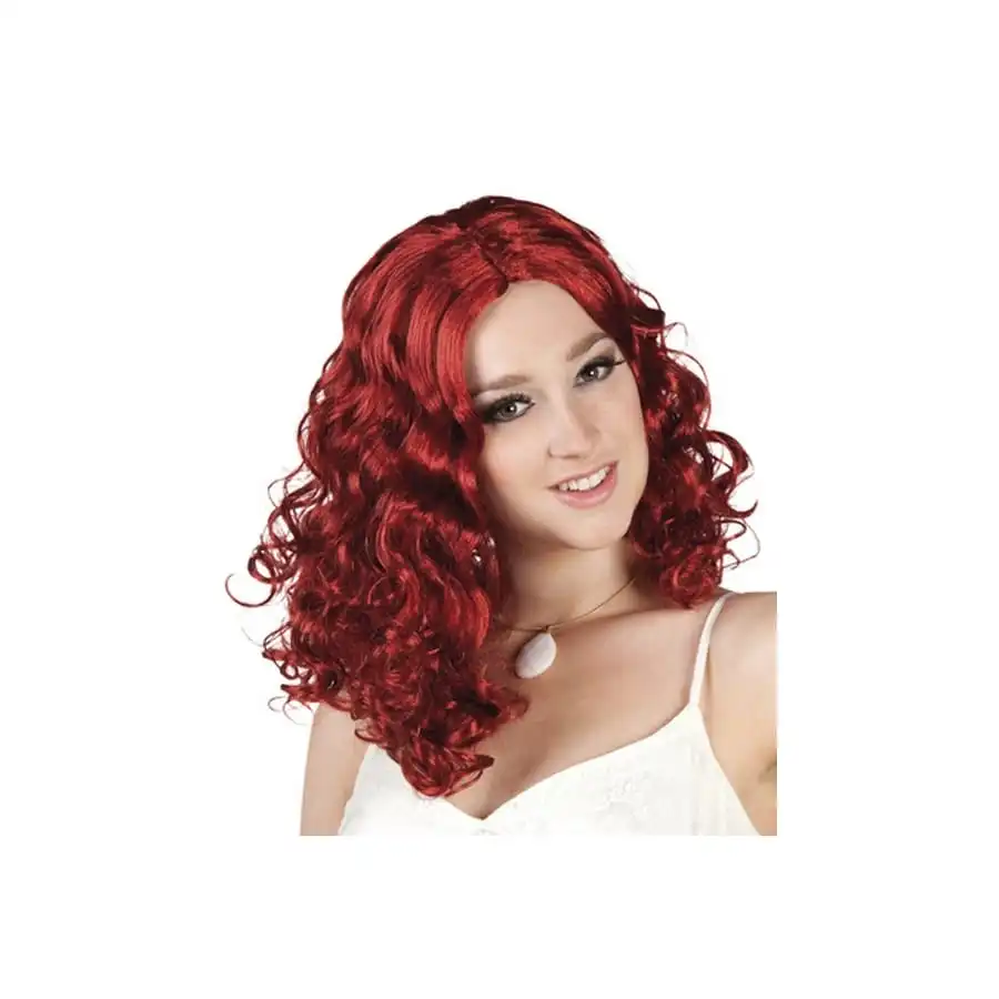 Perruque Rouge Bouclée Mi-longue 1 Perruque Rouge Bouclée Mi-longue