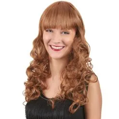 Perruque Rousse Bouclée Avec Frange, Luxe -Camouflage Soldes Boutique Perruque rousse bouclee avec frange luxe 29514