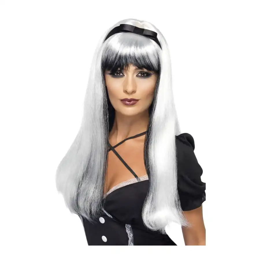 Perruque Sorcière Noir Avec Argent 1 Perruque Sorcière Noir Avec Argent