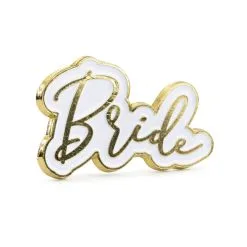 Pins Bride De 3,5cm, Blanc Et Or