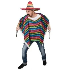 Poncho Multicolore Avec Franges