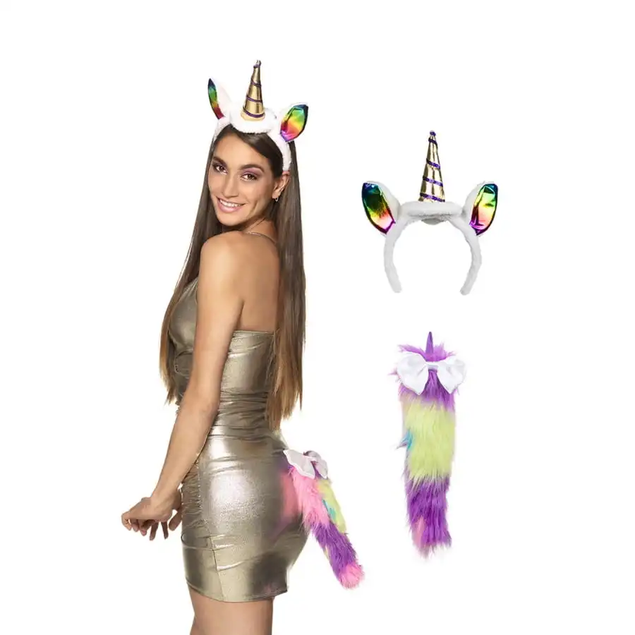 Queue Et Serre-tête Colorés De Licorne Pour Adulte 1 Queue Et Serre-tête Colorés De Licorne Pour Adulte