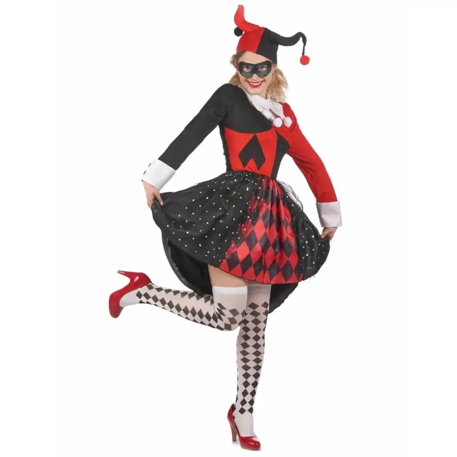 Robe Arlequin Rouge Et Noire Pour Femme 2 Robe Arlequin Rouge Et Noire Pour Femme â Image 2