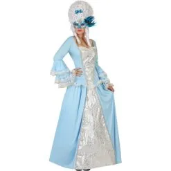 Robe Baroque Bleue Et Blanche Pour Femme
