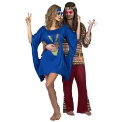 Robe Bleue De Hippie Manches évasées -Camouflage Soldes Boutique Robe bleue de hippie manches evasees 36191
