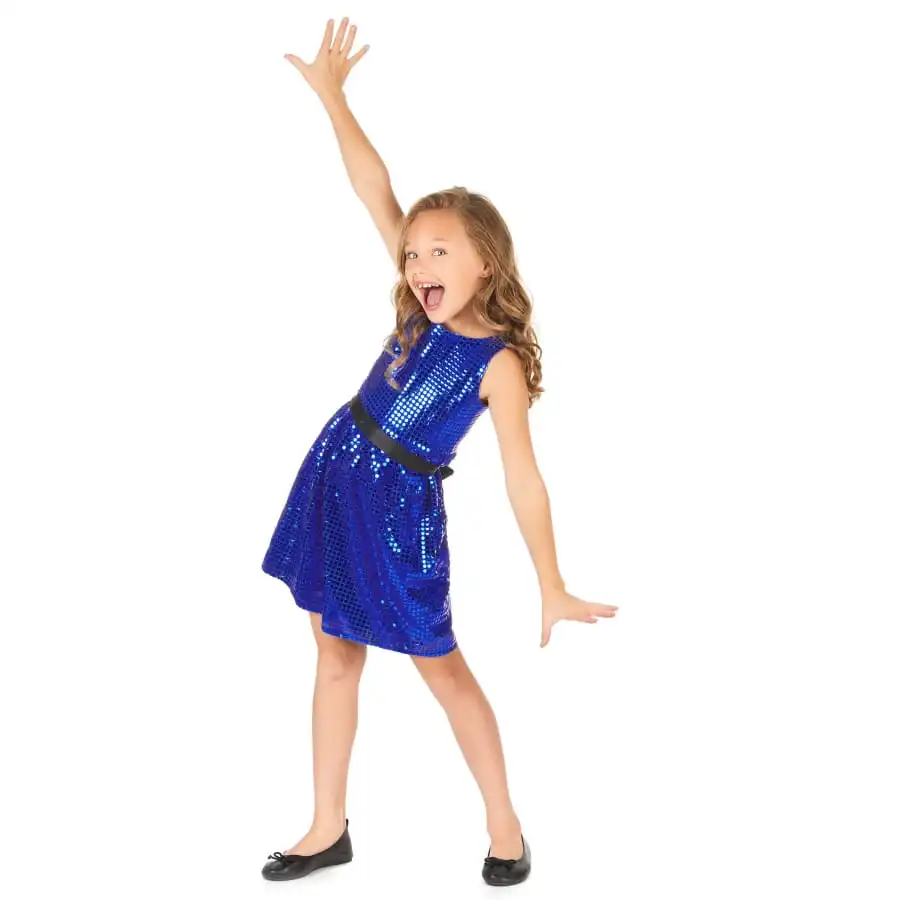 Robe Bleue Disco Avec Paillettes Pour Enfant 2 Robe Bleue Disco Avec Paillettes Pour Enfant – Image 2