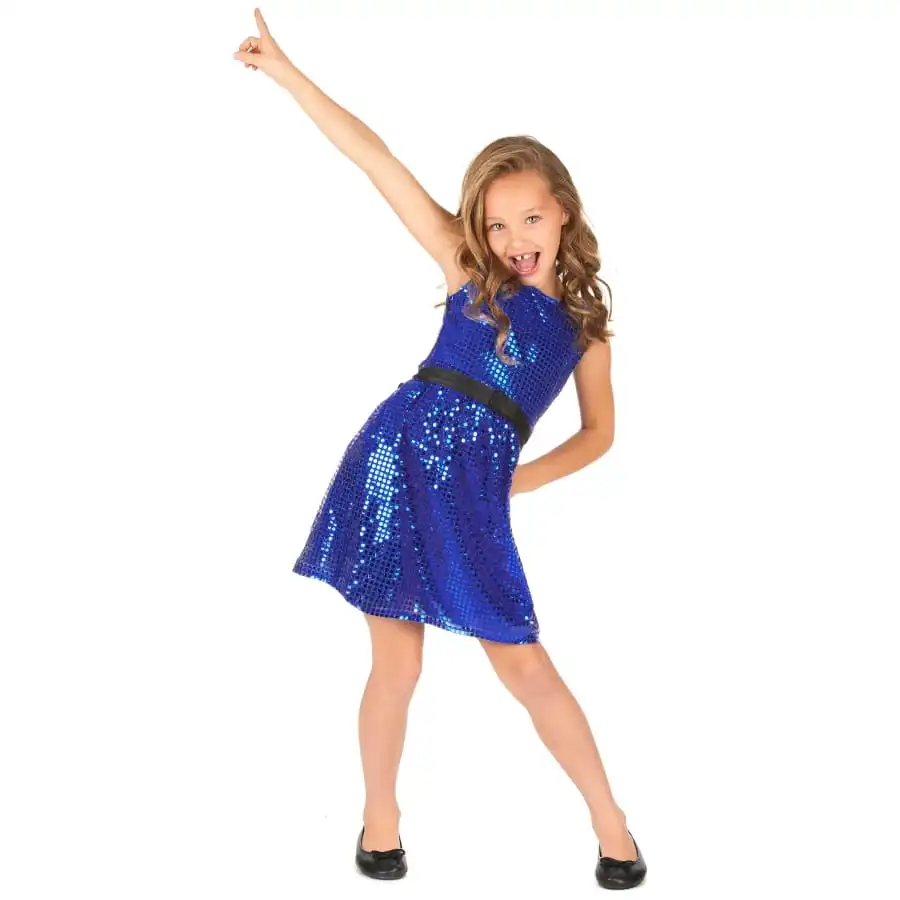 Robe Bleue Disco Avec Paillettes Pour Enfant 1 Robe Bleue Disco Avec Paillettes Pour Enfant