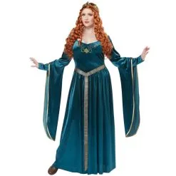 Robe Bleue Médiévale Grande Taille, Avec Couronne