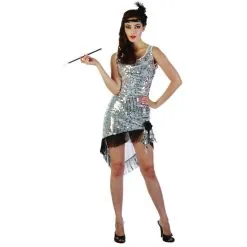 Robe Charleston Asymétrique Argentée à Sequins