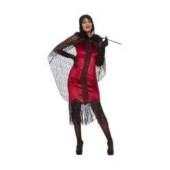 Robe Charleston Rouge De Vampire Avec Cape Noire