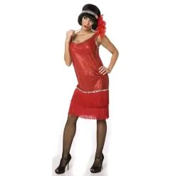 Robe Charleston Rouge Recouverte De Sequins -Camouflage Soldes Boutique Robe charleston rouge recouverte de sequins 17465