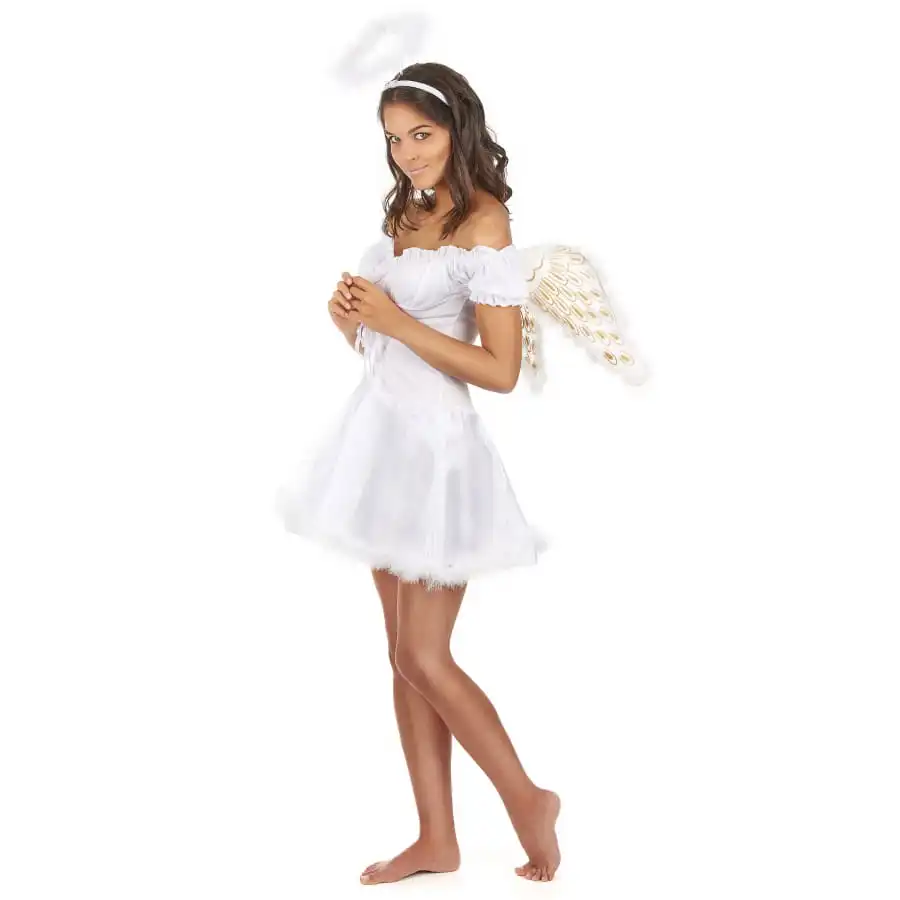 Robe Courte D'ange Blanche Adulte 2 Robe Courte D'ange Blanche Adulte – Image 2
