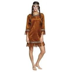 Robe D'indienne Marron Effet Daim Pour Adulte