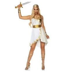 Robe De Déesse Grecque Blanche Et Or Pour Adulte