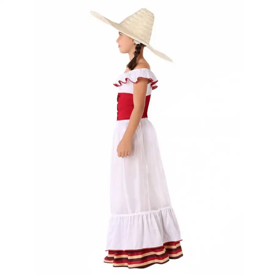 Robe De Mexicaine Pour Enfant, Blanche Et Rouge 2 Robe De Mexicaine Pour Enfant, Blanche Et Rouge – Image 2