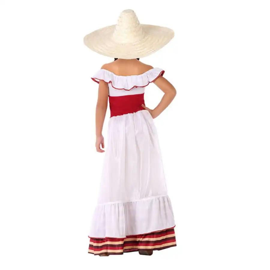 Robe De Mexicaine Pour Enfant, Blanche Et Rouge 3 Robe De Mexicaine Pour Enfant, Blanche Et Rouge – Image 3