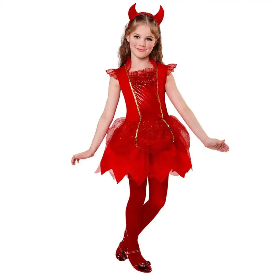 Robe De Petite Diablesse Rouge Avec Cornes 1 Robe De Petite Diablesse Rouge Avec Cornes