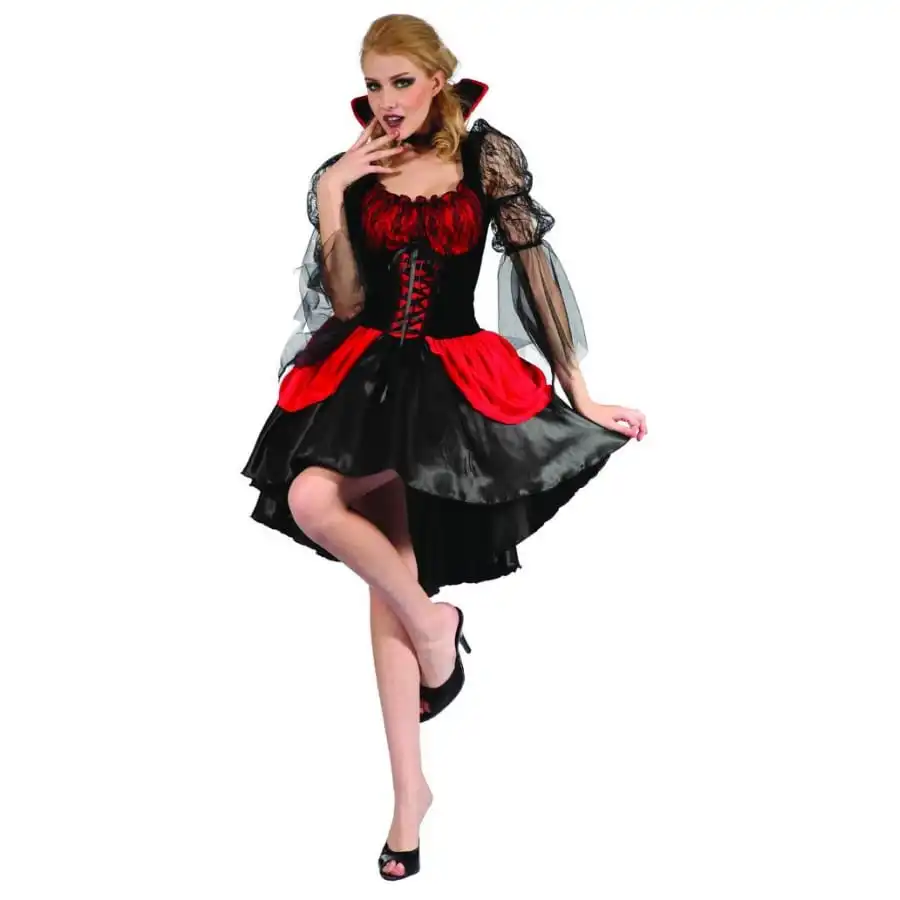 Robe De Vampire Rouge Et Noire Avec Voile 4 Robe De Vampire Rouge Et Noire Avec Voile – Image 4