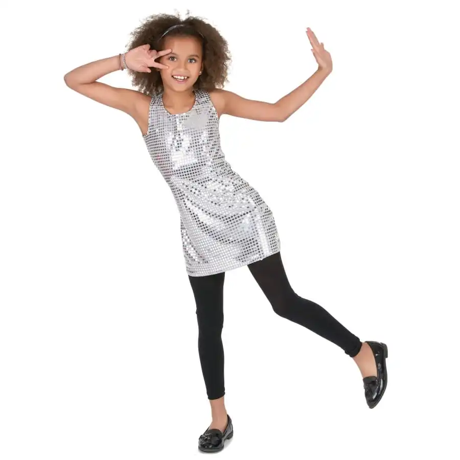 Robe Disco Argentée Pour Fillette 1 Robe Disco Argentée Pour Fillette