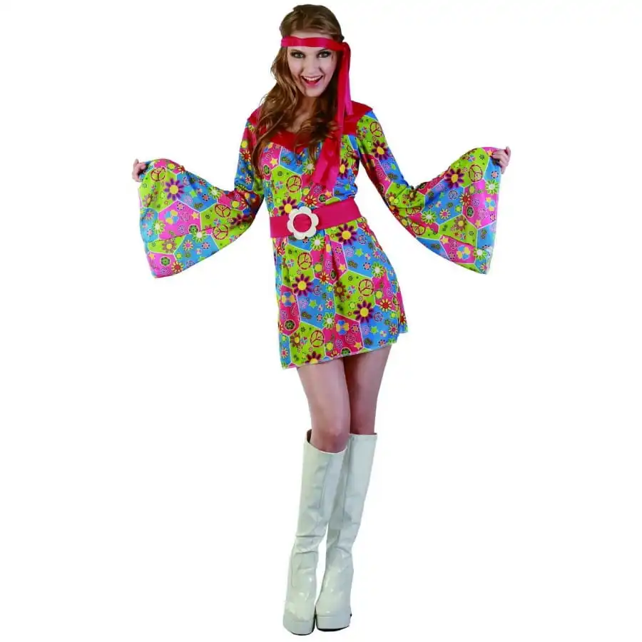 Robe Hippie Courte Imprimé Fleurs Manches évasées 4 Robe Hippie Courte Imprimé Fleurs Manches évasées – Image 4