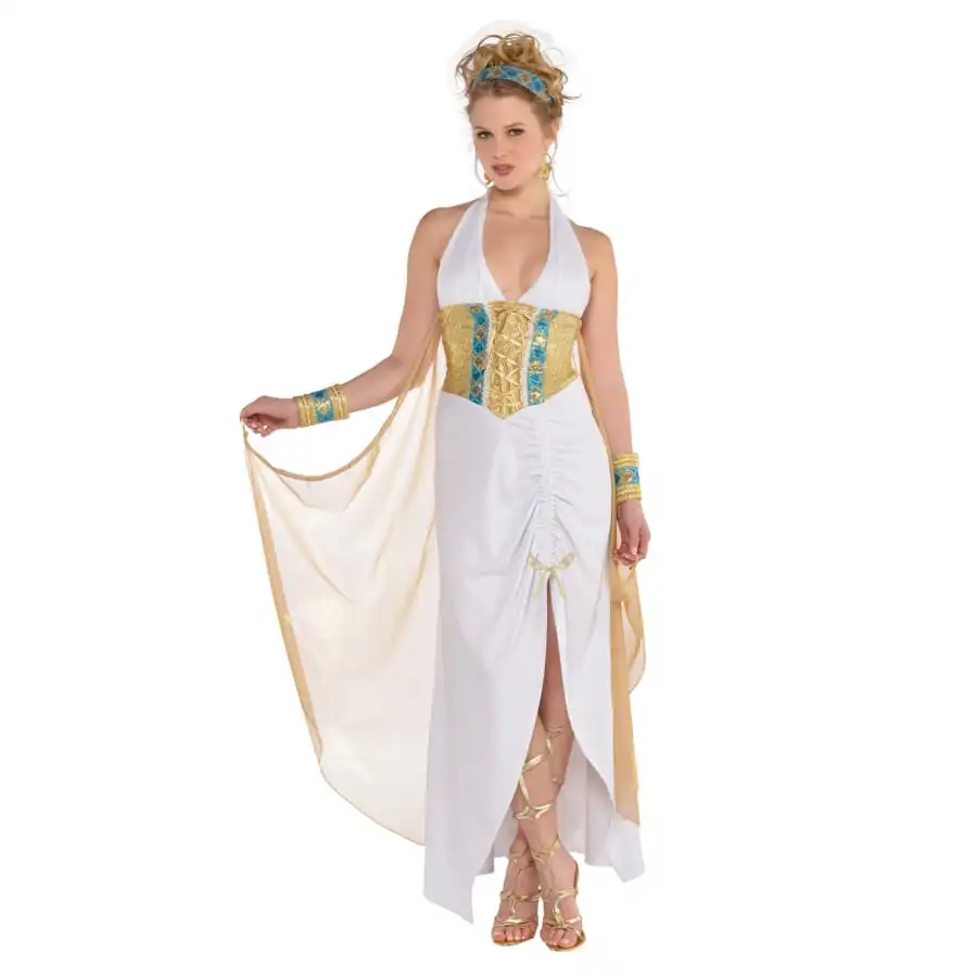 Robe Longue Blanche De Déesse Avec Corset Doré 1 Robe Longue Blanche De Déesse Avec Corset Doré