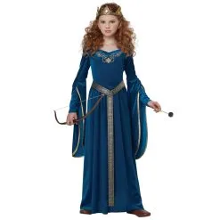 Robe Médiévale Bleue Effet Velours Pour Enfant -Camouflage Soldes Boutique Robe medievale bleue effet velours pour enfant 67129