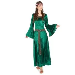 Robe Médiévale Verte Imitation Velours