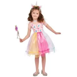 Robe Multicolore De Petite Licorne Avec Serre-tête