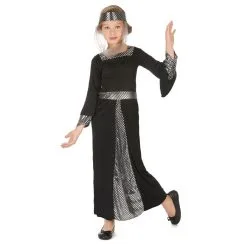 Robe Noire Argent De Princesse Médiévale