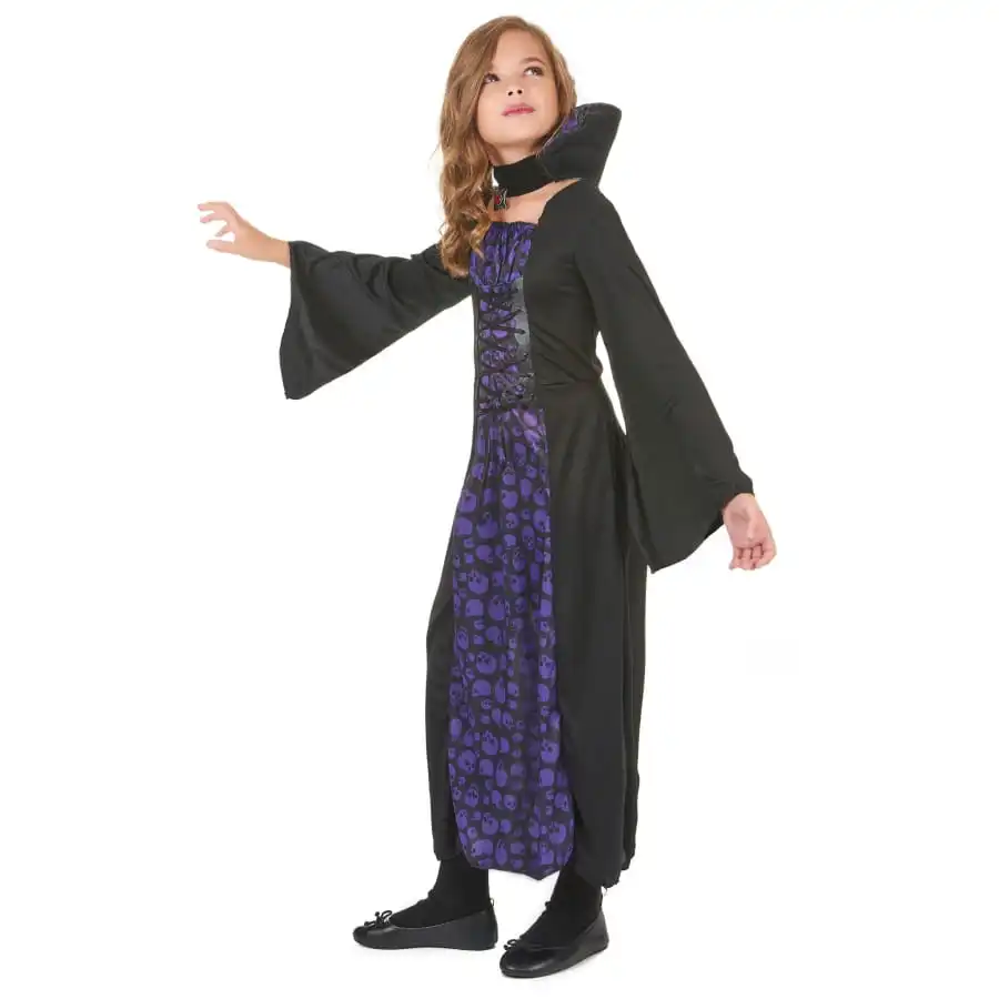 Robe Noire De Petite Vampire Imprimé Têtes De Mort 2 Robe Noire De Petite Vampire Imprimé Têtes De Mort – Image 2
