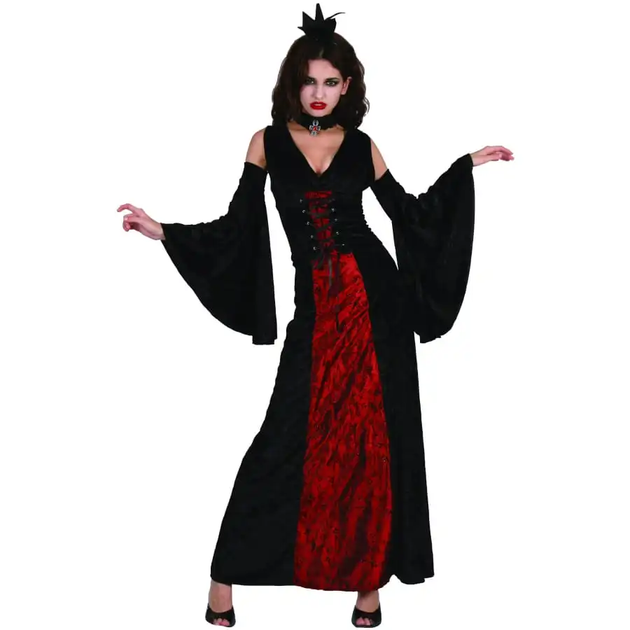 Robe Noire Et Rouge De Vampire Effet Velours 4 Robe Noire Et Rouge De Vampire Effet Velours – Image 4