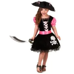 Robe Noire Rose De Petite Piratesse Tête De Mort