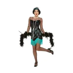 Robe Paon Années 20 Avec Franges Bleues -Camouflage Soldes Boutique Robe paon annees 20 avec franges bleues 57224