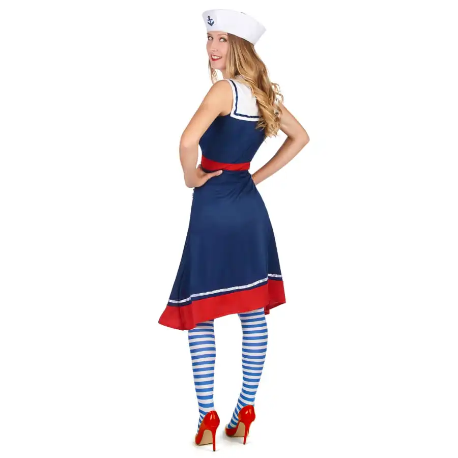 Robe Rétro De Marin Bleue Et Rouge Avec Chapeau 2 Robe Rétro De Marin Bleue Et Rouge Avec Chapeau – Image 2