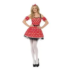 Robe Rouge à Pois Blanc De Femme Souris