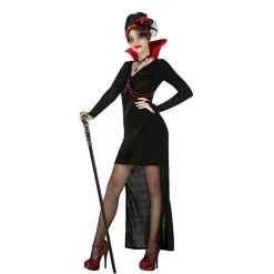Robe Sexy De Vampire Noire Avec Traine Et Haut Col