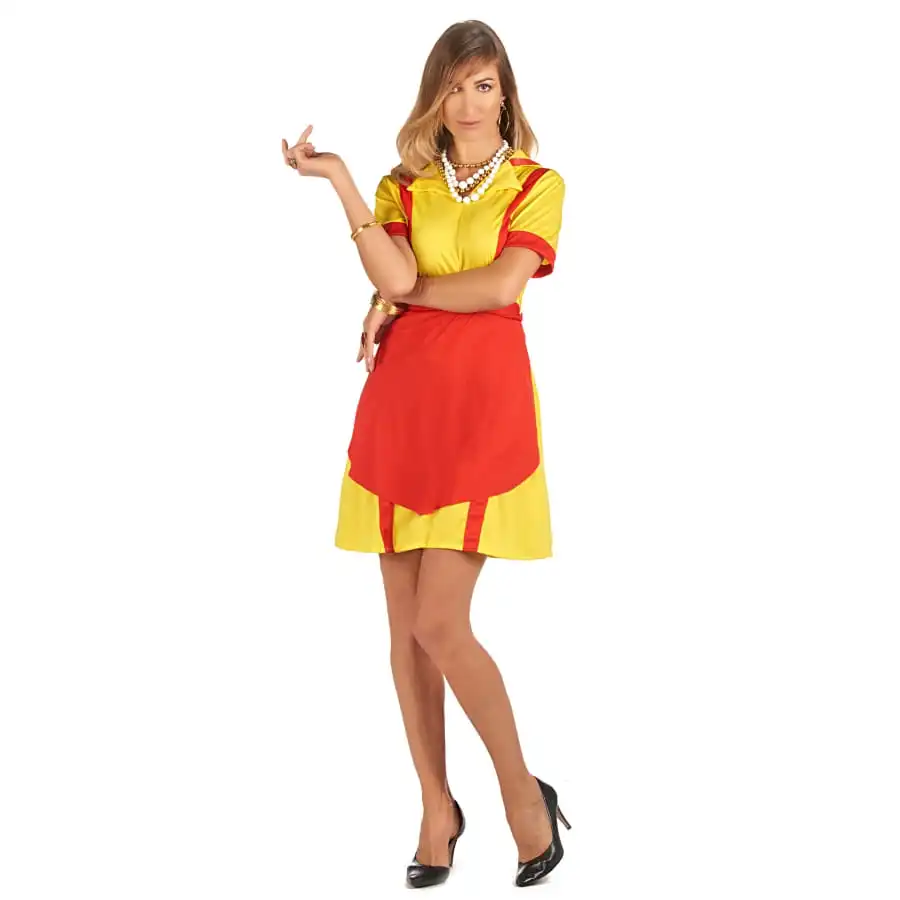 Robe Tablier Jaune Rouge De Serveuse US Pour Femme 2 Robe Tablier Jaune Rouge De Serveuse US Pour Femme – Image 2