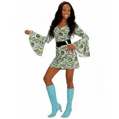 Robe Verte Groovy Vagues Style Années 70