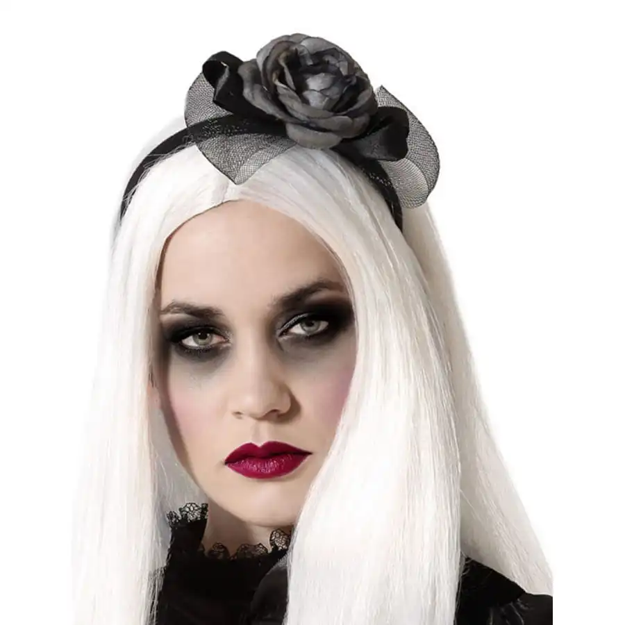 Rose Grise Sombre Sur Serre Tête, Adulte 1 Rose Grise Sombre Sur Serre Tête, Adulte