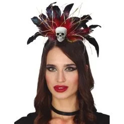 Serre-tête Vaudou Avec Plumes Et Crâne, Pour Femme