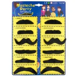 Set De 12 Moustaches Noires Adhésives